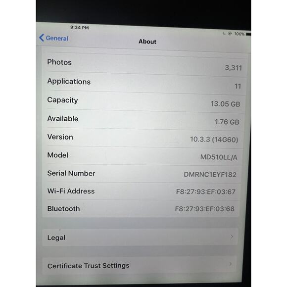 Apple ipad A1458 4th generation - Picture 3 of 3